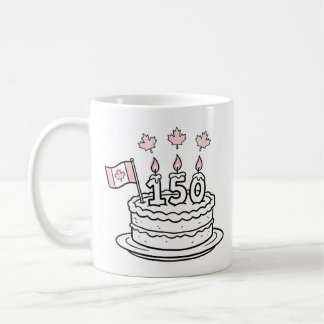 Canada 150 Birthday Cake Drawing Coffee Mug