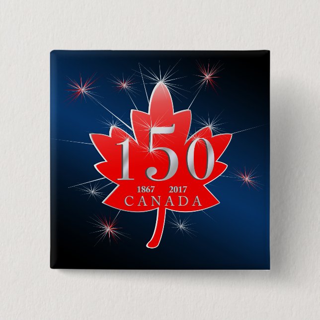 Canada 150 Birthday Celebration Maple Leaf 15 Cm Square Badge (Front)