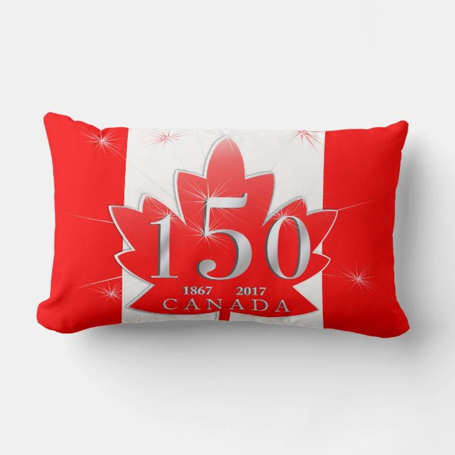 Canada 150 Birthday Celebration Maple Leaf Lumbar Cushion (Front)