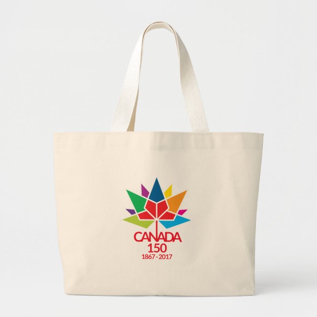 Canada 150 Celebrating 150 years. Large Tote Bag (Front)