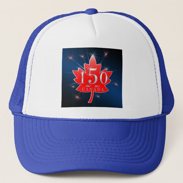 Canada 150 commemorative Maple Leaf Celebration Trucker Hat (Front)