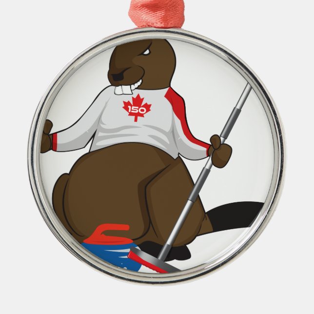 Canada 150 in 2017 Beaver Curling Main Metal Tree Decoration (Front)