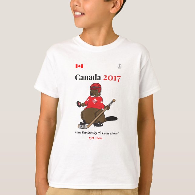 Canada 150 in 2017 beaver hockey Stanley T-Shirt (Front)