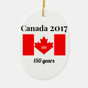 Canada 150 in 2017 Heart Flag Ceramic Tree Decoration