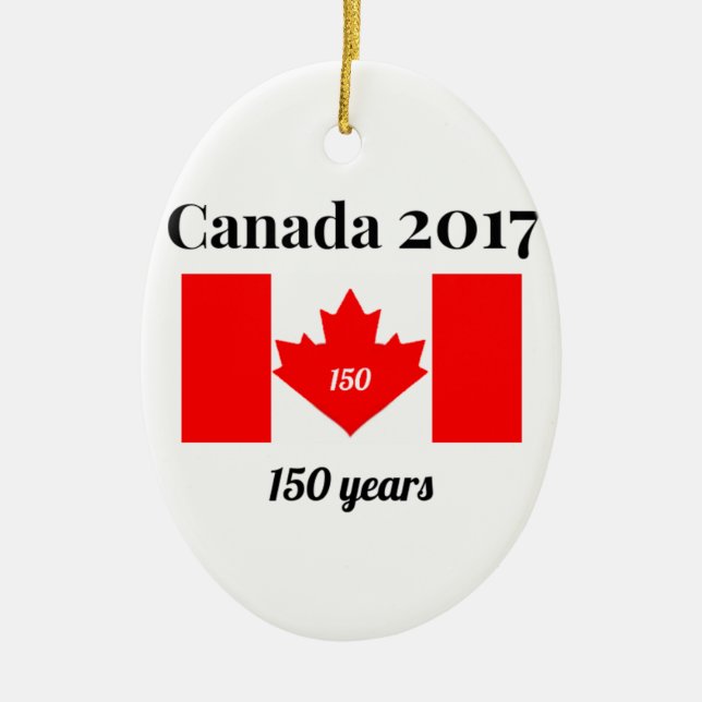 Canada 150 in 2017 Heart Flag Ceramic Tree Decoration (Front)