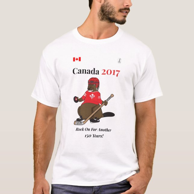 Canada 150 in 2017 Hockey Rock On T-Shirt (Front)