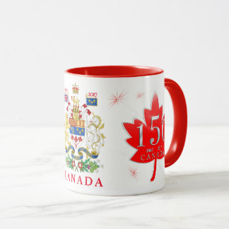 Canada 150 Maple Leaf Fireworks Coat of Arms Mug