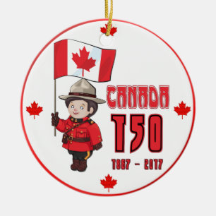 Canada 150 Years Anniversary Ceramic Tree Decoration