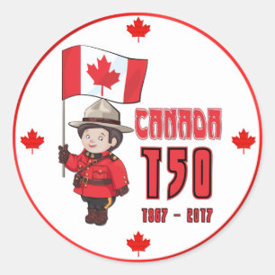Canada 150 Years Anniversary Classic Round Sticker
