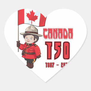 Canada 150 Years Anniversary Heart Sticker
