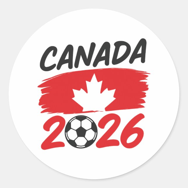 Canada 2026 Soccer Fan Design with Maple Leaf Classic Round Sticker (Front)