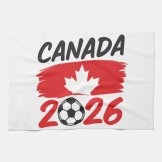 Canada 2026 Soccer Fan Design with Maple Leaf Tea Towel