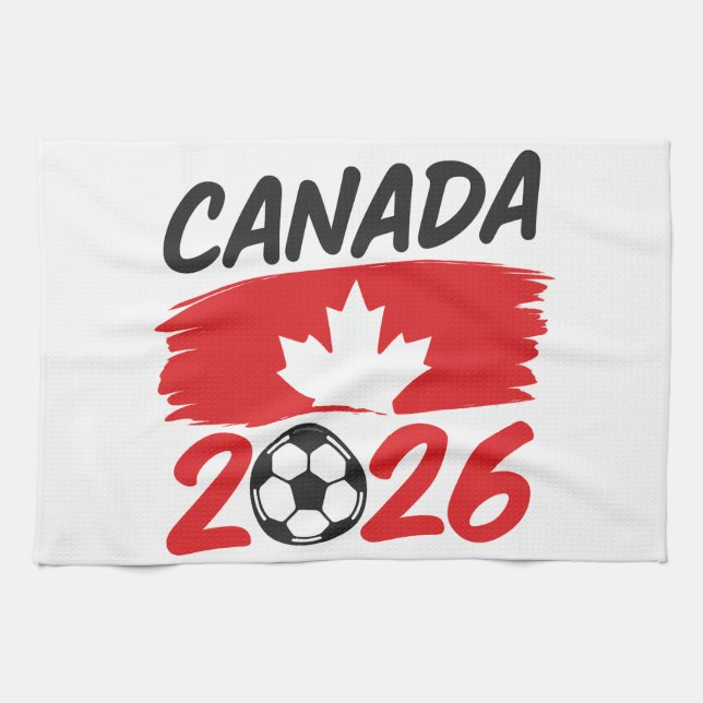 Canada 2026 Soccer Fan Design with Maple Leaf Tea Towel (Horizontal)