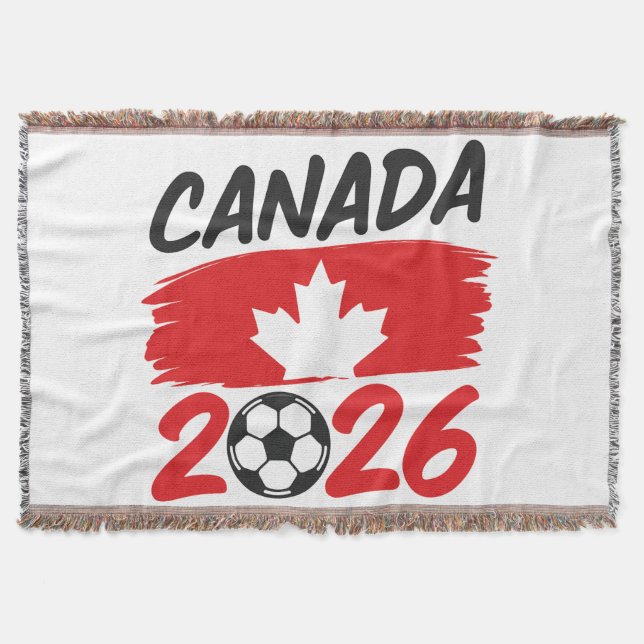 Canada 2026 Soccer Fan Design with Maple Leaf Throw Blanket (Front)