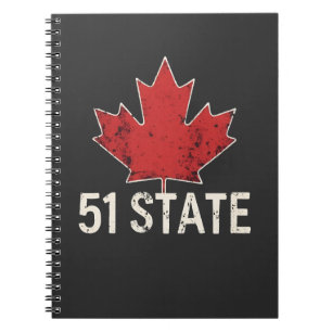 Canada 51st State Trump American and Canadian Flag Notebook