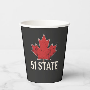 Canada 51st State Trump American and Canadian Flag Paper Cups