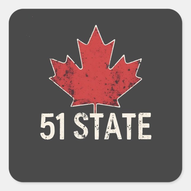 Canada 51st State Trump American and Canadian Flag Square Sticker (Front)