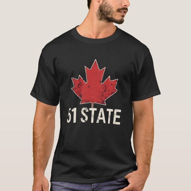 Canada 51st State Trump American and Canadian Flag T-Shirt (Front)
