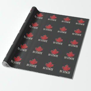 Canada 51st State Trump American and Canadian Flag Wrapping Paper