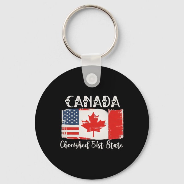 Canada 51st State Trump Canada U.s State Funny 1  Key Ring (Front)