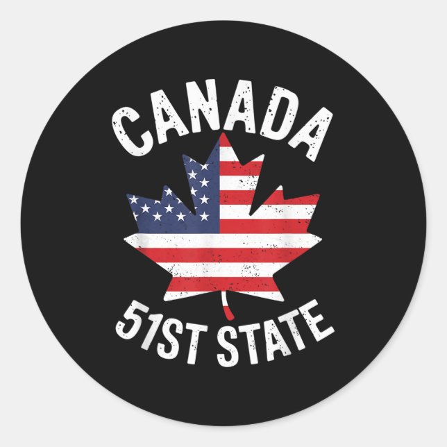 Canada 51st State Usa Flag Canada 51st State Vinta Classic Round Sticker (Front)