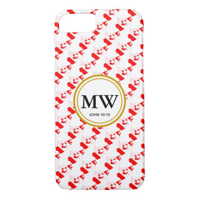 CANADA Abundant Life Christian Scripture Monogram Case-Mate iPhone Case (Back)