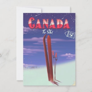 Canada Air mail to ski postcard illustration.