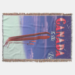 Canada Air mail to ski postcard illustration. Throw Blanket
