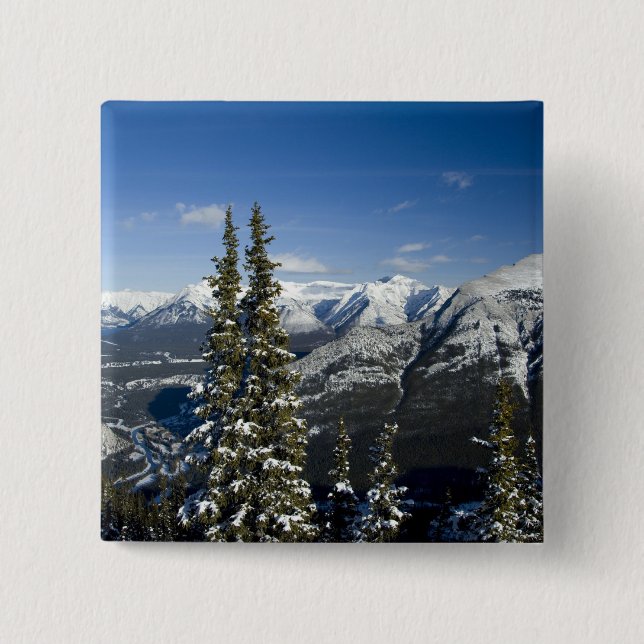 Canada, Alberta, Banff. Views of the Bow Valley 15 Cm Square Badge (Front)