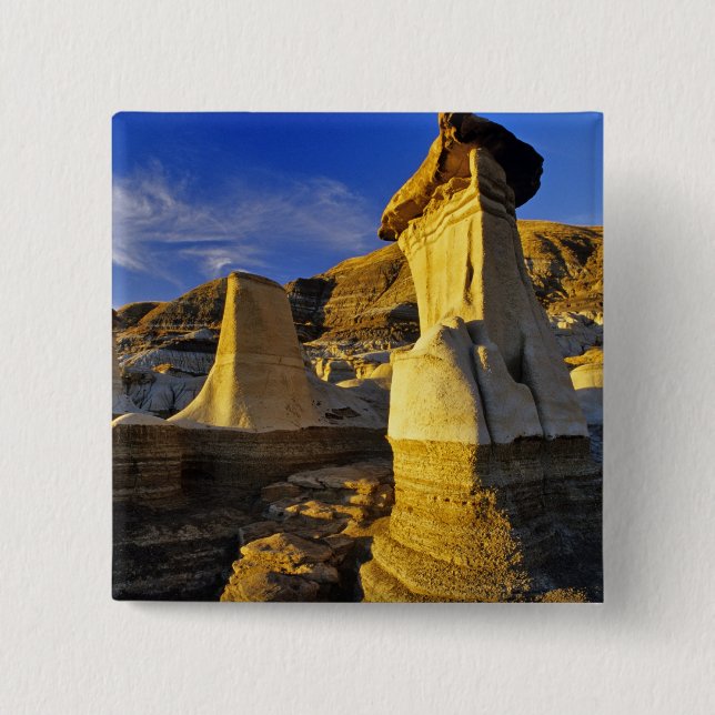 Canada, Alberta, Drumheller. Hoodoos. 15 Cm Square Badge (Front)