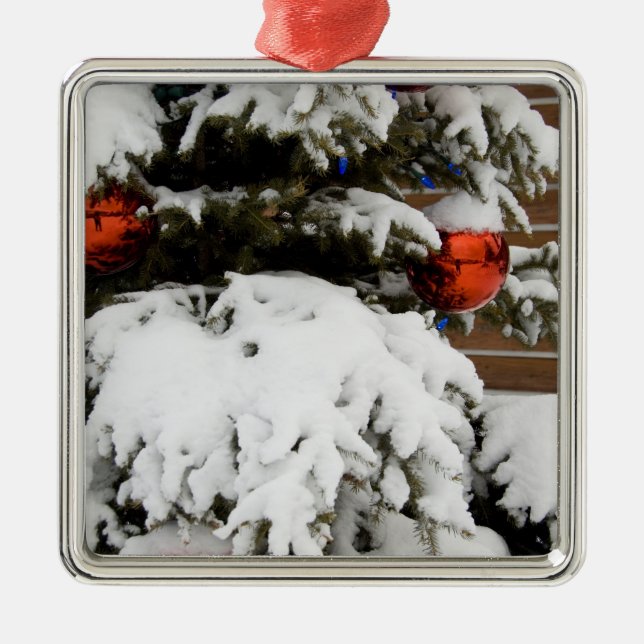 Canada, Alberta, Jasper, Jasper NP. Fairmont 2 Metal Tree Decoration (Front)