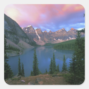 Canada, Alberta, Lake Moraine at Dawn, Banff Square Sticker