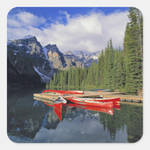 Canada, Alberta, Moraine Lake. The glassy Square Sticker