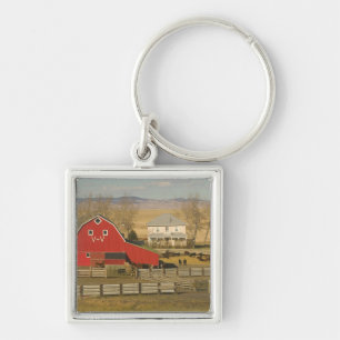 Canada, Alberta, Pincher Creek: Red Barn & Ranch Key Ring