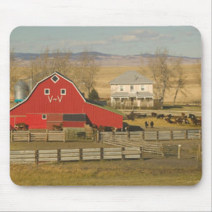 Canada, Alberta, Pincher Creek: Red Barn & Ranch Mouse Mat