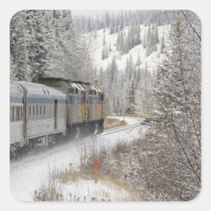 Canada, Alberta. VIA Rail Snow Train between Square Sticker