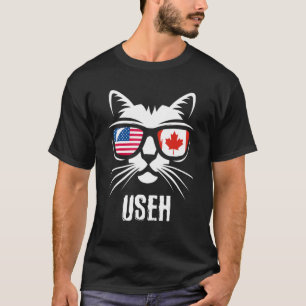Canada American Flag Cat Us Eh T-Shirt
