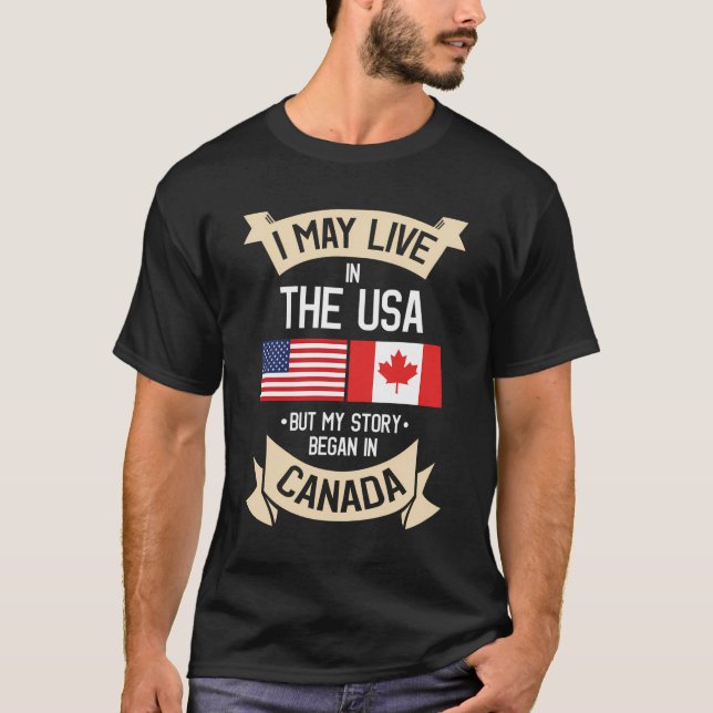 Canada American Flag Usa Canadian Roots Gifts T-Shirt (Front)