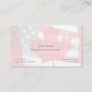 Canada and America flags fade Business Card