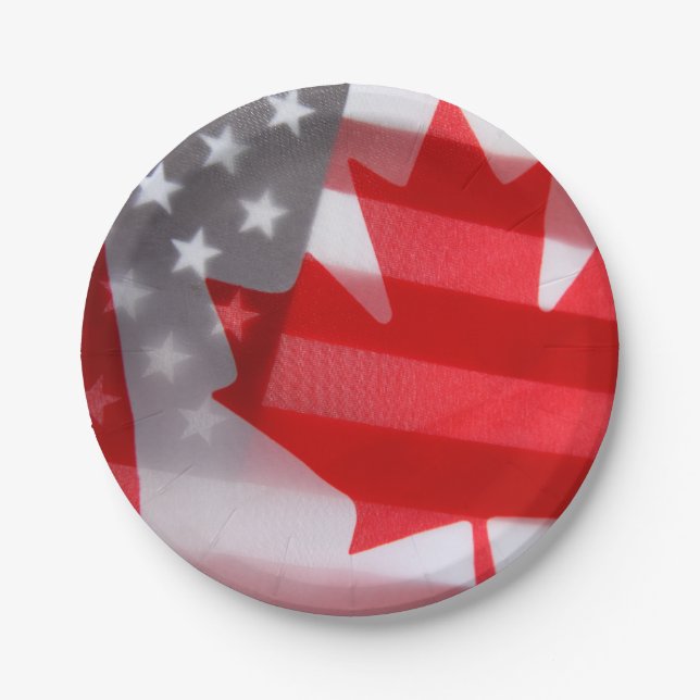 Canada and America flags Paper Plate (Front)