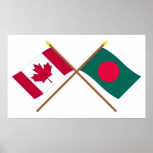 Canada and Bangladesh Crossed Flags Poster