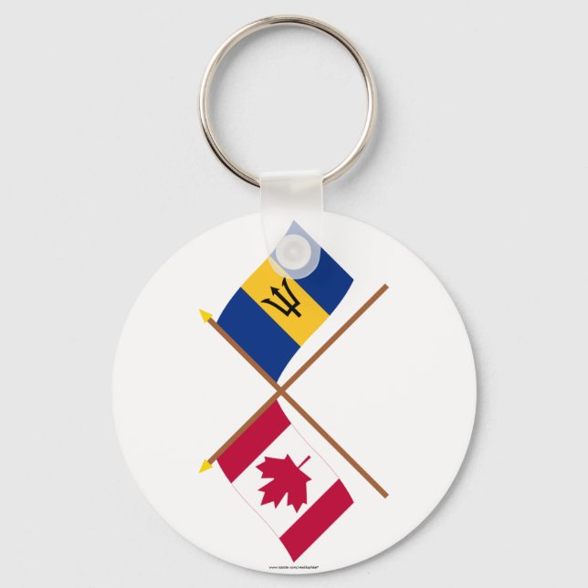 Canada and Barbados Crossed Flags Key Ring (Front)