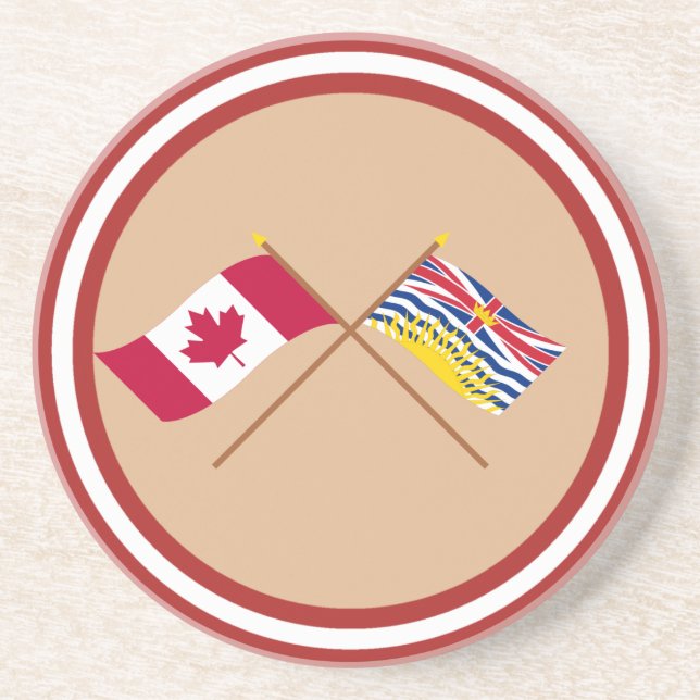 Canada and British Columbia Crossed Flags Coaster (Front)