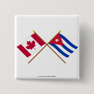 Canada and Cuba Crossed Flags 15 Cm Square Badge