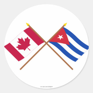 Canada and Cuba Crossed Flags Classic Round Sticker