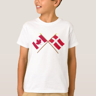 Canada and Denmark Crossed Flags T-Shirt