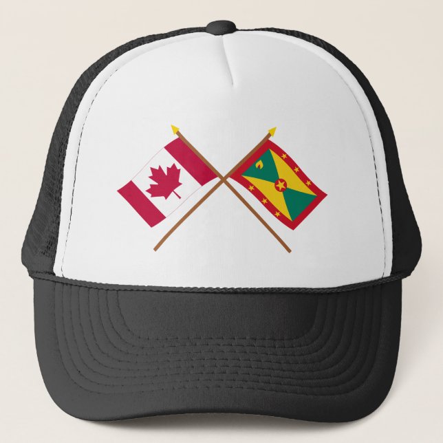 Canada and Grenada Crossed Flags Trucker Hat (Front)
