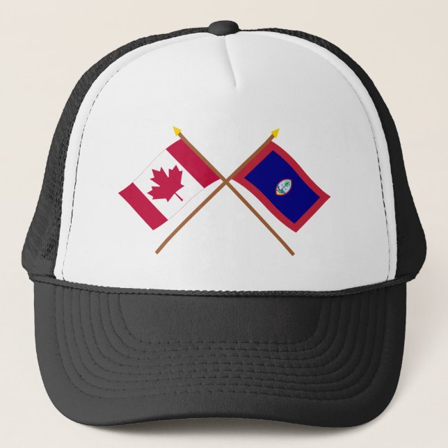 Canada and Guam Crossed Flags Trucker Hat (Front)