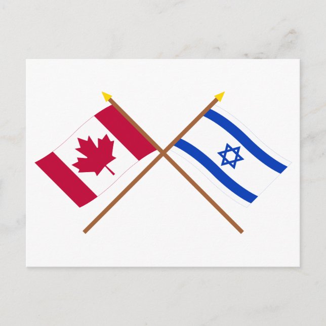 Canada and Israel Crossed Flags Postcard (Front)