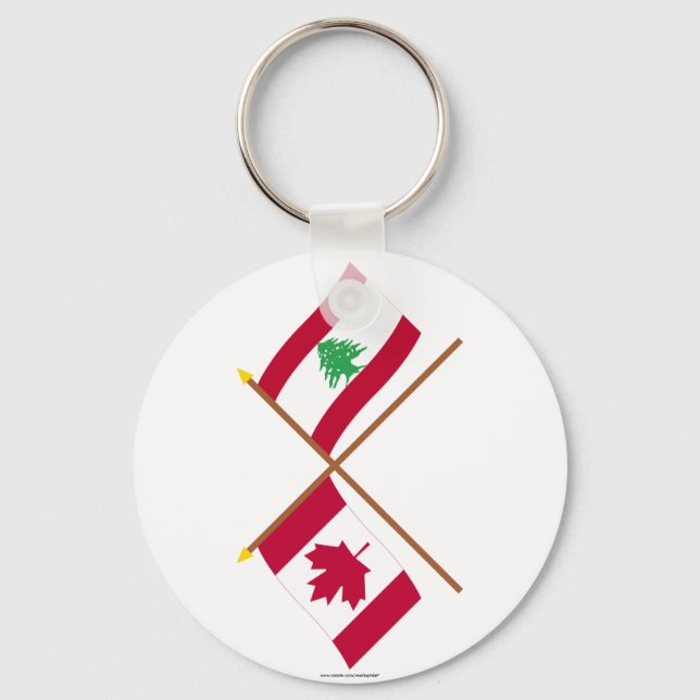 Canada and Lebanon Crossed Flags Key Ring (Front)